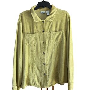 Chico's Light Green Button-Up Shirt Jacket size 3=large